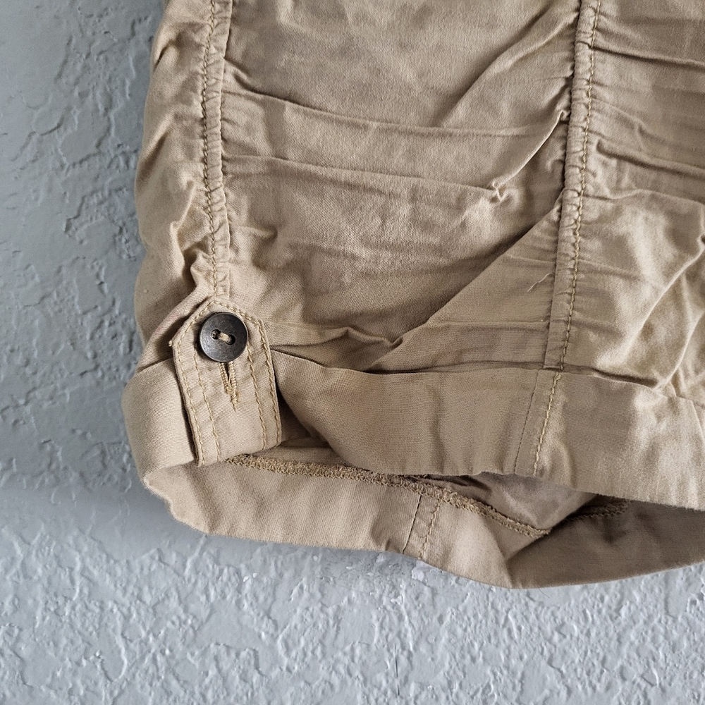 No Boundaries Vintage Ruched Cargo Shorts Tan/ Beige Juniors Sz 7 - Picture 8 of 10